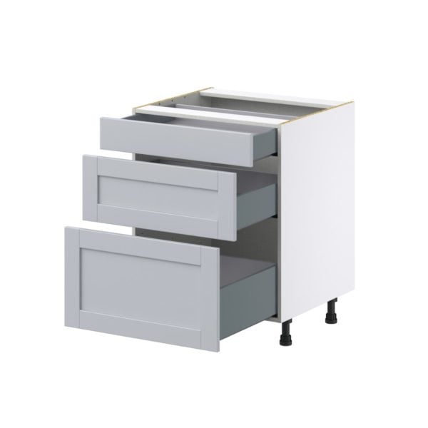 Sea Holly Light Gray  Shaker Assembled Base Cabinet with 3 Drawers  (27 in. W X 34.5 in. H X 24 in. D)