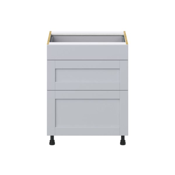 Sea Holly Light Gray  Shaker Assembled Base Cabinet with 3 Drawers  (27 in. W X 34.5 in. H X 24 in. D)