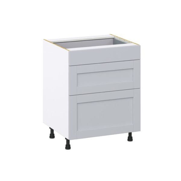 Sea Holly Light Gray  Shaker Assembled Base Cabinet with 3 Drawers  (27 in. W X 34.5 in. H X 24 in. D)