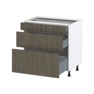 Cordyline Textured Slab Walnut Assembled Base Cabinet with 3 Drawers (33 in. W X 34.5 in. H X 24 in. D)