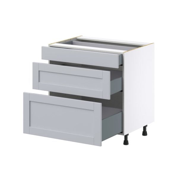 Sea Holly Light Gray  Shaker Assembled Base Cabinet with 3 Drawers (33 in. W X 34.5 in. H X 24 in. D)