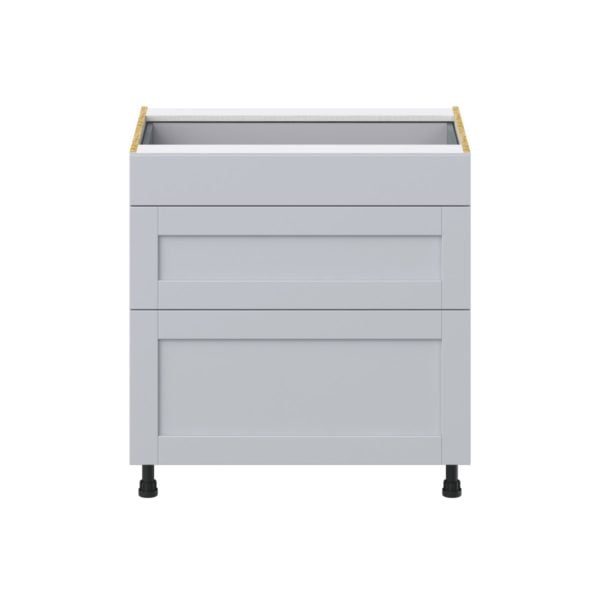 Sea Holly Light Gray  Shaker Assembled Base Cabinet with 3 Drawers (33 in. W X 34.5 in. H X 24 in. D)