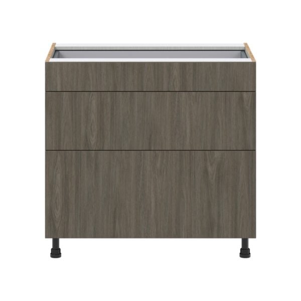 Cordyline Textured Slab Walnut Assembled Base Cabinet with 3 Drawers (36 in. W x 34.5 in. H x 24 in. D)