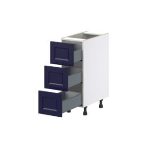 Camellia Painted Midnight Blue Recessed Assembled Base Cabinet with Three 10 in. Drawers (12 in. W X 34.5 in. H X 24 in. D)