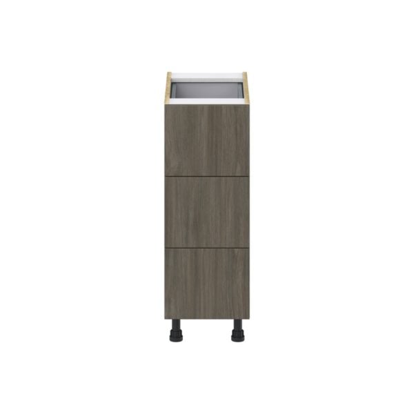 Cordyline Textured Slab Walnut Assembled Base Cabinet with Three 10 in. Drawers and 1 Inner Drawer (12 in. W X 34.5 in. H X 24 in. D)