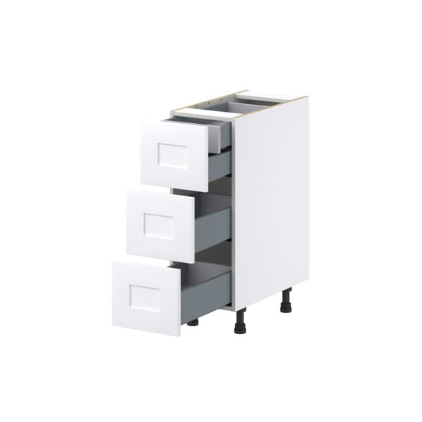 Jasmine Painted Warm White  Shaker Assembled Base Cabinet with Three 10 in. Drawers and 1 Inner Drawer (12 in. W X 34.5 in. H X 24 in. D)