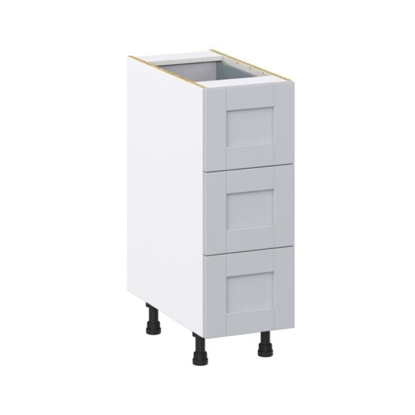 Sea Holly Light Gray  Shaker Assembled Base Cabinet with Three 10 in. Drawers and 1 Inner Drawer (12 in. W X 34.5 in. H X 24 in. D)