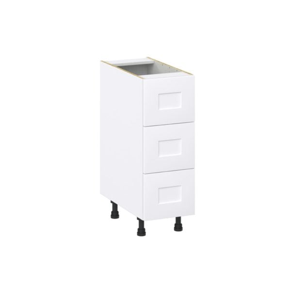 Jasmine Painted Warm White  Shaker Assembled Base Cabinet with Three 10 in. Drawers (12 in. W X 34.5 in. H X 24 in. D)