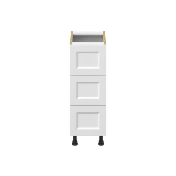 Magnolia Painted Bright White Recessed Assembled Base Cabinet with Three 10 in. Drawers (12 in. W X 34.5 in. H X 24 in. D)