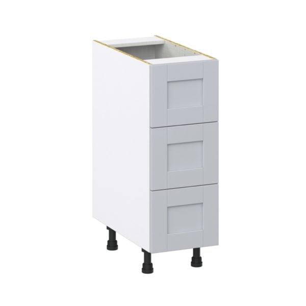 Sea Holly Light Gray  Shaker Assembled Base Cabinet with Three 10 in. Drawers (12 in. W X 34.5 in. H X 24 in. D)