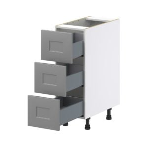 Willow Painted Slate Gray  Shaker Assembled Base Cabinet with Three 10 in. Drawers (12 in. W X 34.5 in. H X 24 in. D)