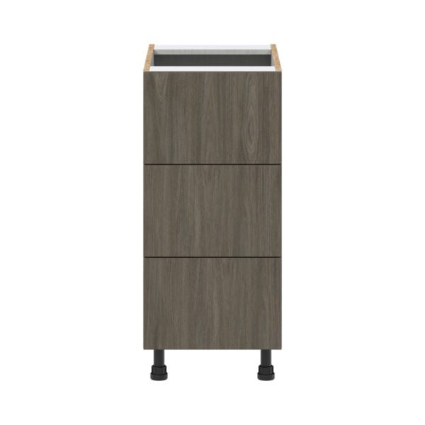 Cordyline Textured Slab Walnut Assembled Base Cabinet with Three 10 in. Drawers (15 in. W x 34.5 in. H x 24 in. D)