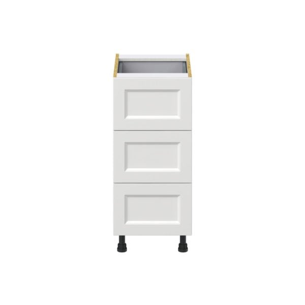 Magnolia Painted Bright White Recessed Assembled Base Cabinet with Three 10 in. Drawers and 1 Inner Drawer (15 in. W x 34.5 in. H x 24 in. D)