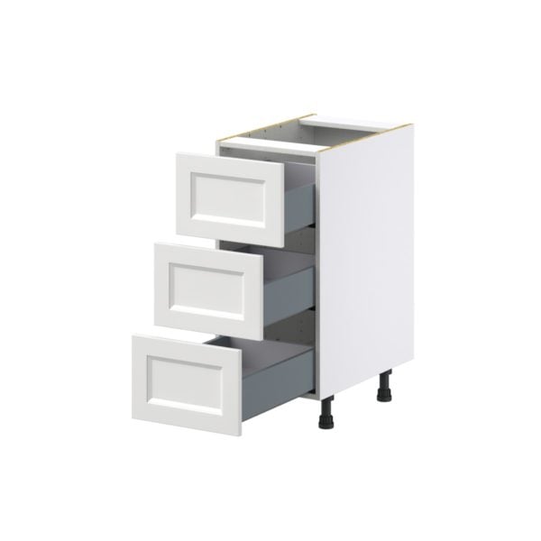 Magnolia Painted Bright White Recessed Assembled Base Cabinet with Three 10 in. Drawers (15 in. W x 34.5 in. H x 24 in. D)