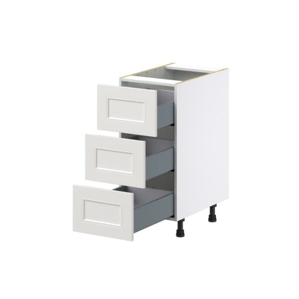 Wisteria Painted Light Gray Recessed Assembled Base Cabinet with Three 10 in. Drawers (15 in. W x 34.5 in. H x 24 in. D)