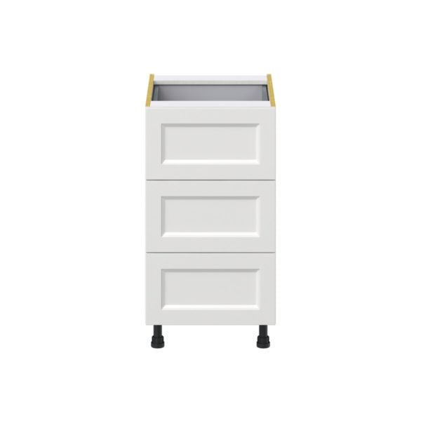 Magnolia Painted Bright White Recessed Assembled Base Cabinet with Three 10 in. Drawers and 1 Inner Drawer (18 in. W x 34.5 in. H x 24 in. D)