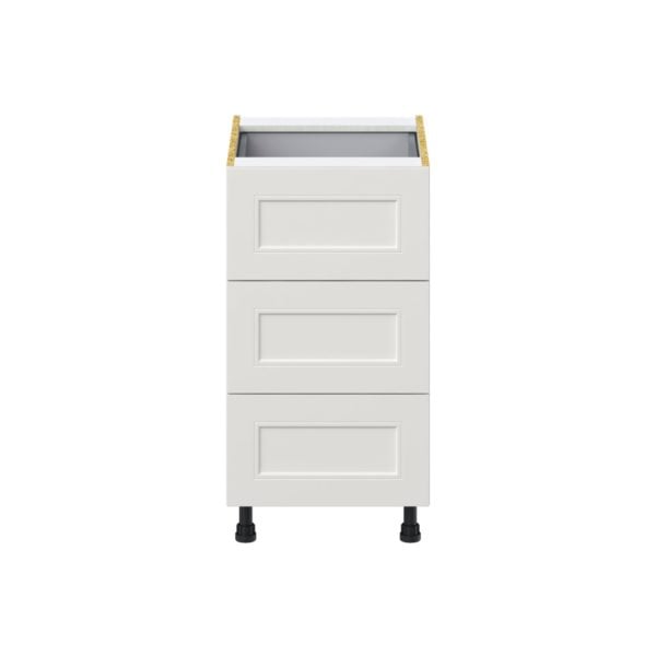 Wisteria Painted Light Gray Recessed Assembled Base Cabinet with Three 10 in. Drawers and 1 Inner Drawer (18 in. W x 34.5 in. H x 24 in. D)