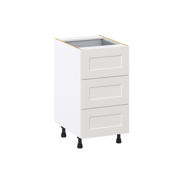 Wisteria Painted Light Gray Recessed Assembled Base Cabinet with Three 10 in. Drawers and 1 Inner Drawer (18 in. W x 34.5 in. H x 24 in. D)