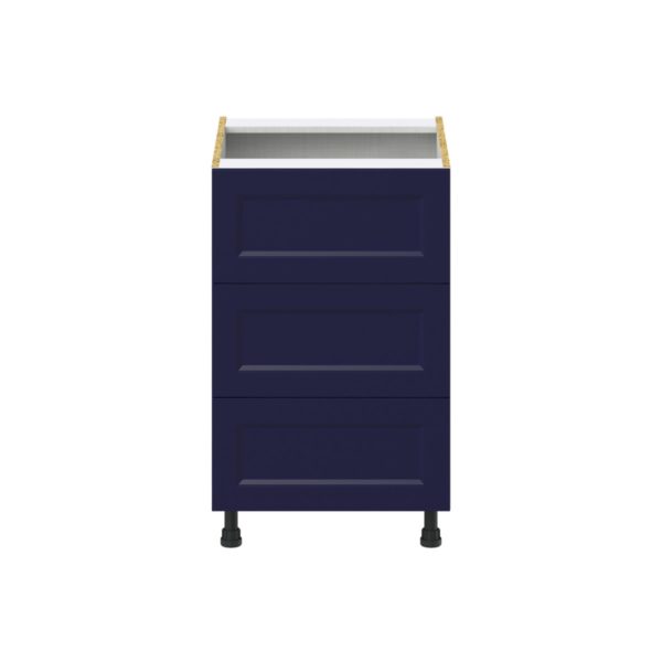 Camellia Painted Midnight Blue Recessed Assembled Base Cabinet with Three 10 in. Drawers (21 in. W X 34.5 in. H X 24 in. D)