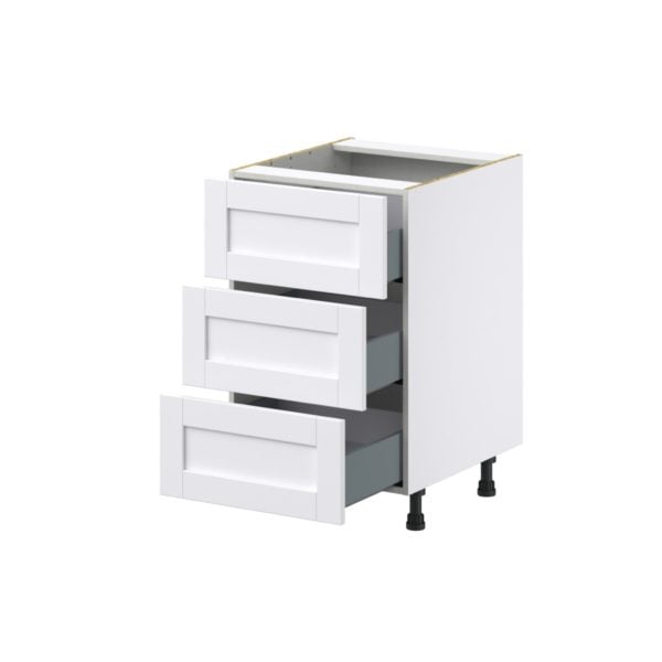 Dahlia Bright White  Shaker Assembled Base Cabinet with Three 10 in. Drawers (21 in. W X 34.5 in. H X 24 in. D)