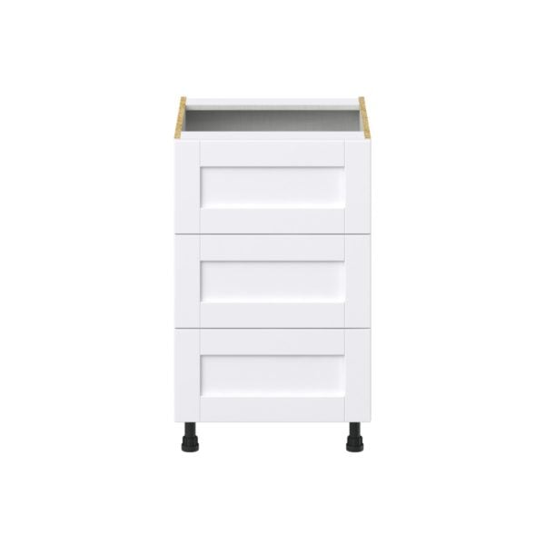 Dahlia Bright White  Shaker Assembled Base Cabinet with Three 10 in. Drawers (21 in. W X 34.5 in. H X 24 in. D)