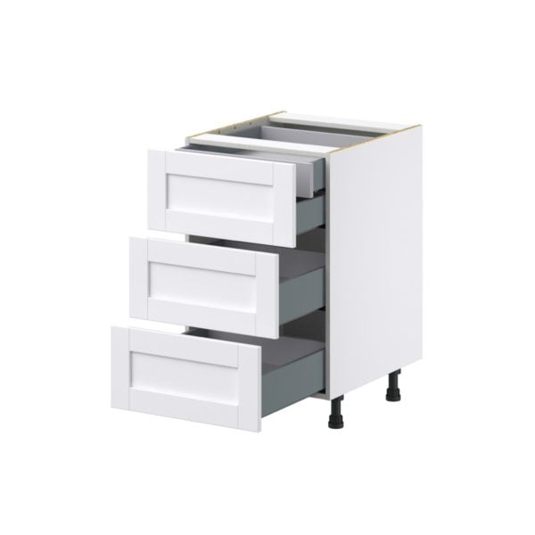 Dahlia Bright White  Shaker Assembled Base Cabinet with Three 10 in. Drawers and a Inner Drawer (21 in. W X 34.5 in. H X 24 in. D)