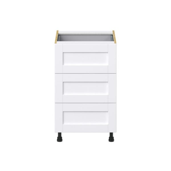 Dahlia Bright White  Shaker Assembled Base Cabinet with Three 10 in. Drawers and a Inner Drawer (21 in. W X 34.5 in. H X 24 in. D)