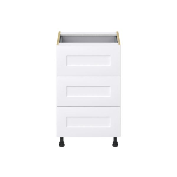 Jasmine Painted Warm White  Shaker Assembled Base Cabinet with Three 10 in. Drawers and a Inner Drawer (21 in. W X 34.5 in. H X 24 in. D)