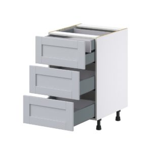 Sea Holly Light Gray  Shaker Assembled Base Cabinet with Three 10 in. Drawers and a Inner Drawer (21 in. W X 34.5 in. H X 24 in. D)