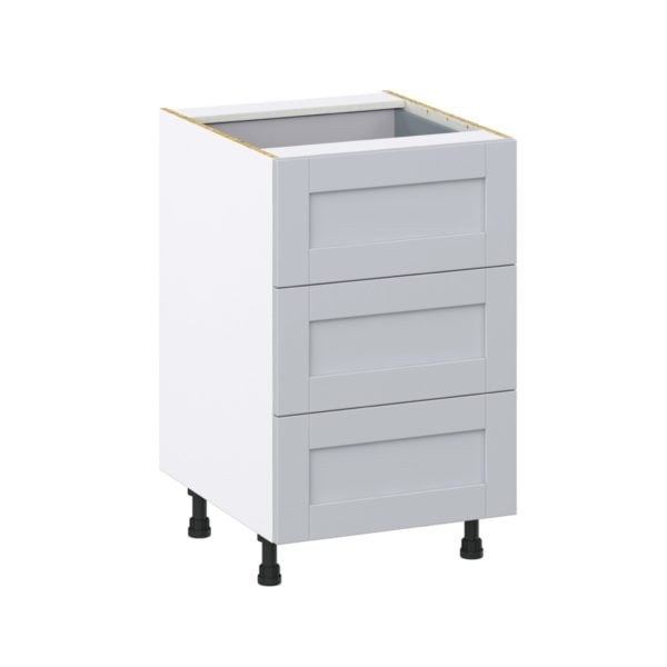 Sea Holly Light Gray  Shaker Assembled Base Cabinet with Three 10 in. Drawers and a Inner Drawer (21 in. W X 34.5 in. H X 24 in. D)