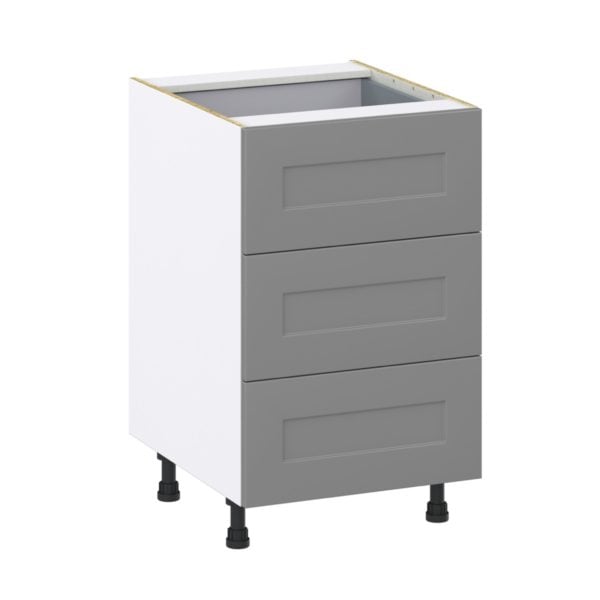 Willow Painted Slate Gray  Shaker Assembled Base Cabinet with Three 10 in. Drawers and a Inner Drawer (21 in. W X 34.5 in. H X 24 in. D)