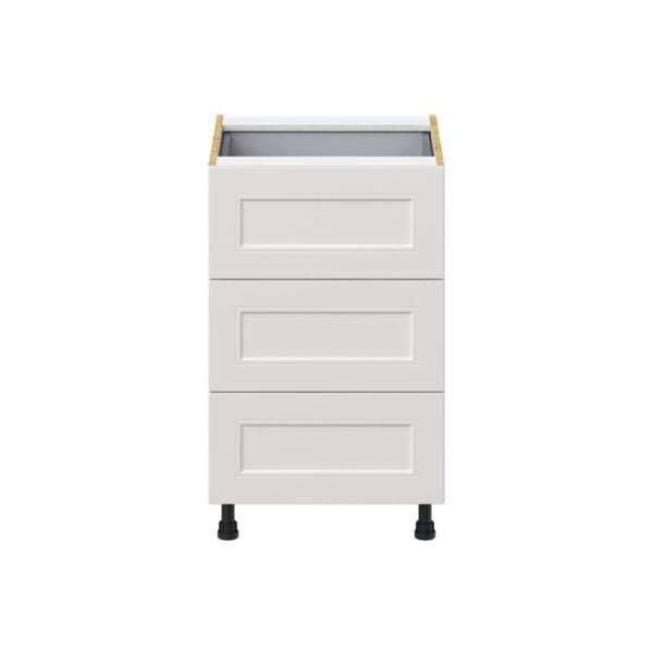 Wisteria Painted Light Gray Recessed Assembled Base Cabinet with Three 10 in. Drawers and a Inner Drawer (21 in. W X 34.5 in. H X 24 in. D)