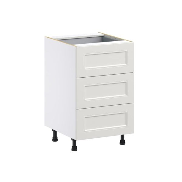 Wisteria Painted Light Gray Recessed Assembled Base Cabinet with Three 10 in. Drawers and a Inner Drawer (21 in. W X 34.5 in. H X 24 in. D)