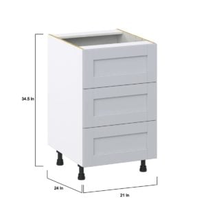 Sea Holly Light Gray  Shaker Assembled Base Cabinet with Three 10 in. Drawers (21 in. W X 34.5 in. H X 24 in. D)