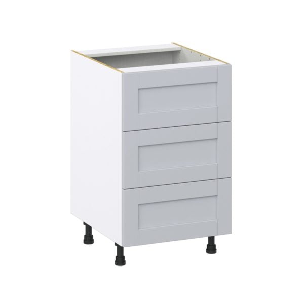 Sea Holly Light Gray  Shaker Assembled Base Cabinet with Three 10 in. Drawers (21 in. W X 34.5 in. H X 24 in. D)