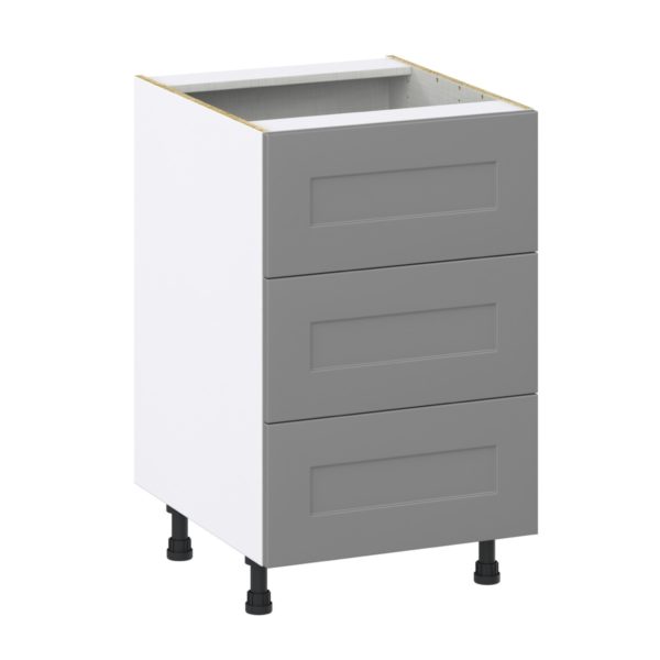 Willow Painted Slate Gray  Shaker Assembled Base Cabinet with Three 10 in. Drawers (21 in. W X 34.5 in. H X 24 in. D)