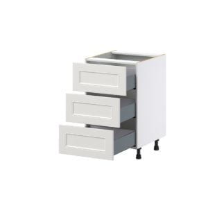 Wisteria Painted Light Gray Recessed Assembled Base Cabinet with Three 10 in. Drawers (21 in. W X 34.5 in. H X 24 in. D)