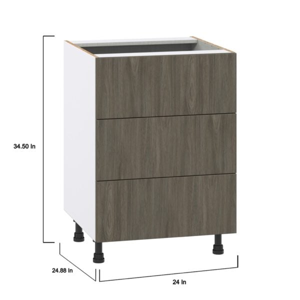 Cordyline Textured Slab Walnut Assembled Base Cabinet with Three 10 in. Drawers (24 in. W x 34.5 in. H x 24 in. D)