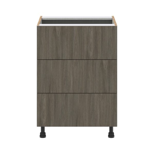 Cordyline Textured Slab Walnut Assembled Base Cabinet with Three 10 in. Drawers (24 in. W x 34.5 in. H x 24 in. D)