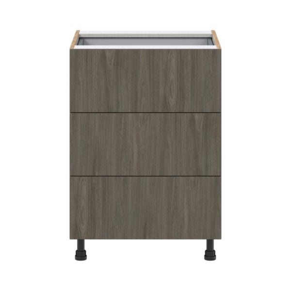 Cordyline Textured Slab Walnut Assembled Base Cabinet with Three 10 in. Drawers and 1 Inner Drawer (24 in. W x 34.5 in. H x 24 in. D)