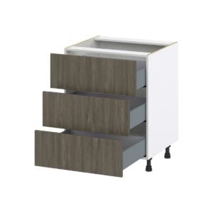 Cordyline Textured Slab Walnut Assembled Base Cabinet with Three 10 in. Drawers (27 in. W X 34.5 in. H X 24 in. D)