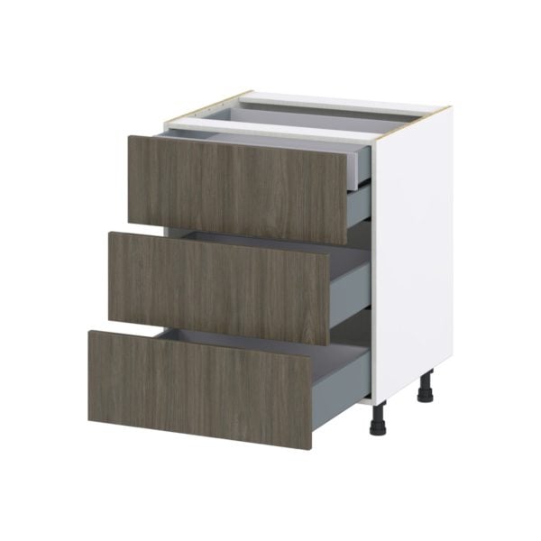 Cordyline Textured Slab Walnut Assembled Base Cabinet with 3 Drawers and a Inner Drawer (27 in. W X 34.5 in. H X 24 in. D)