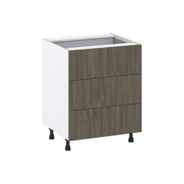 Cordyline Textured Slab Walnut Assembled Base Cabinet with 3 Drawers and a Inner Drawer (27 in. W X 34.5 in. H X 24 in. D)