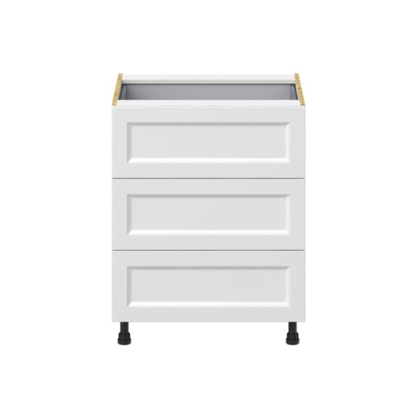 Magnolia Painted Bright White Recessed Assembled Base Cabinet with 3 Drawers and a Inner Drawer (27 in. W X 34.5 in. H X 24 in. D)