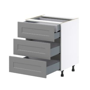 Willow Painted Slate Gray  Shaker Assembled Base Cabinet with 3 Drawers and a Inner Drawer (27 in. W X 34.5 in. H X 24 in. D)