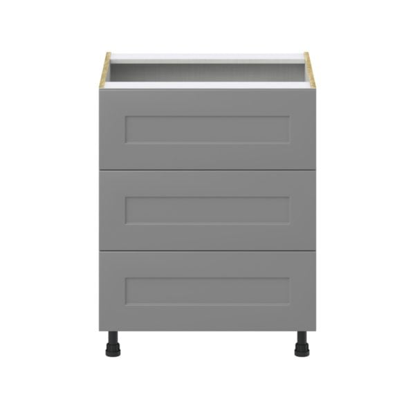 Willow Painted Slate Gray  Shaker Assembled Base Cabinet with Three 10 in. Drawers (27 in. W X 34.5 in. H X 24 in. D)