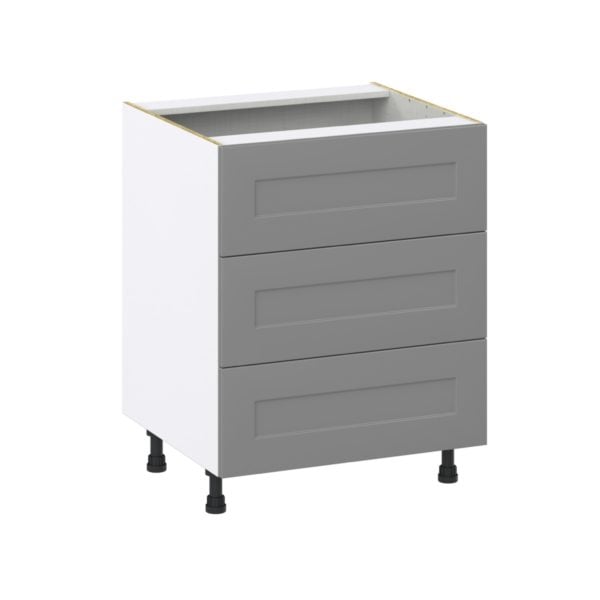 Willow Painted Slate Gray  Shaker Assembled Base Cabinet with Three 10 in. Drawers (27 in. W X 34.5 in. H X 24 in. D)