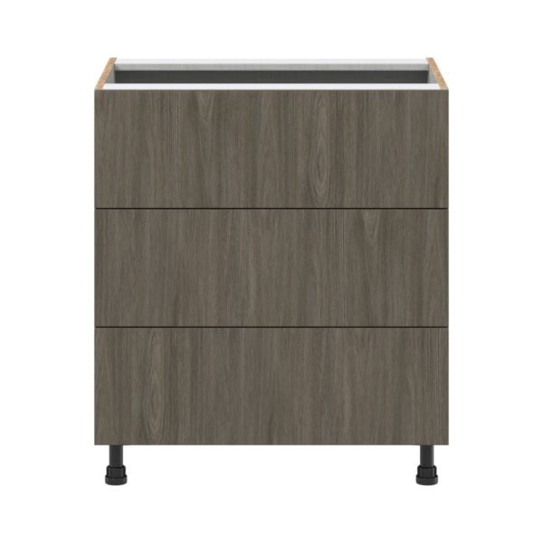 Cordyline Textured Slab Walnut Assembled Base Cabinet with Three 10 in. Drawers (30 in. W x 34.5 in. H x 24 in. D)