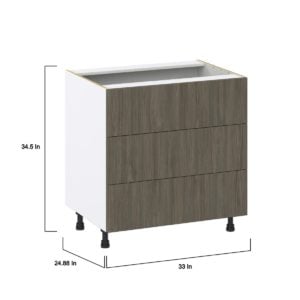 Cordyline Textured Slab Walnut Assembled Base Cabinet with Three 10 in. Drawers (33 in. W X 34.5 in. H X 24 in. D)