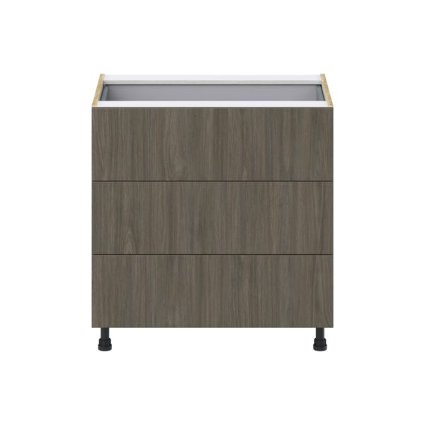 Cordyline Textured Slab Walnut Assembled Base Cabinet with Three 10 in. Drawers and 1 Inner Drawer (33 in. W X 34.5 in. H X 24 in. D)